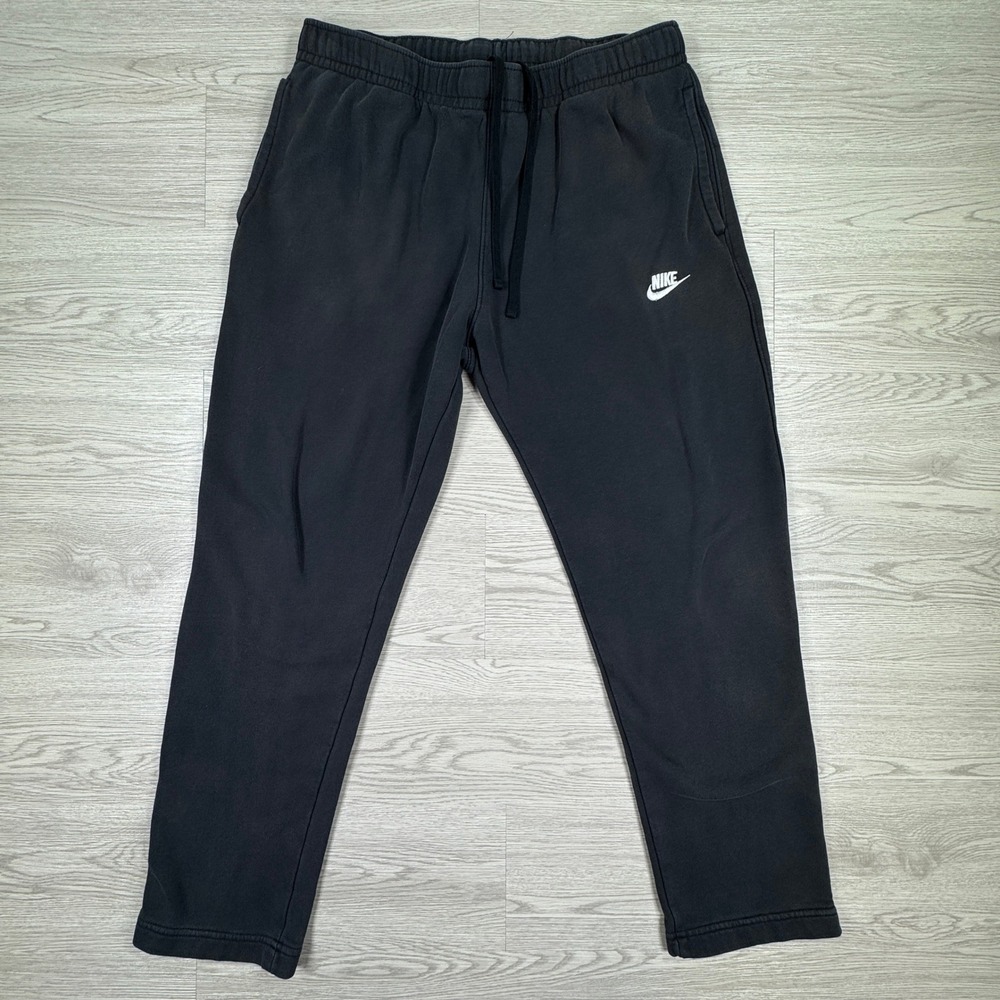 Nike Men's Joggers Club Fleece Sweatpants Black Large Faded‎ Drawstring Pockets